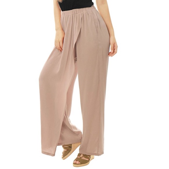 Harem Genie Asymmetric Sheer Skirt Overlay Pants - Picture 2 of 6